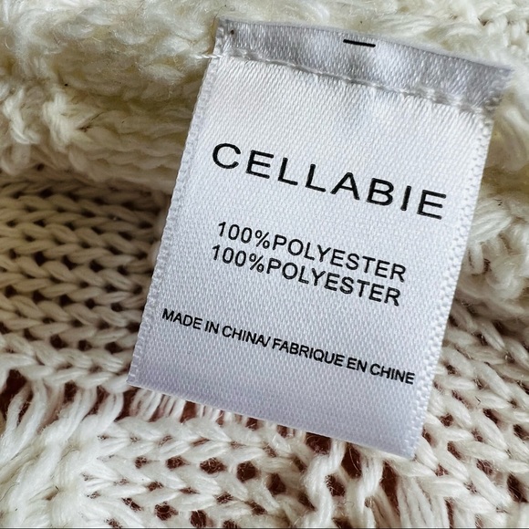 NWT Cellabie Vetements Chunky Knit Open Drape Hoodie Cardigan Sweater Ivory - Picture 11 of 12
